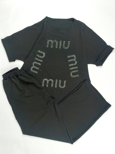ست تیشرت شلوار miu مشکی (پرداخت اقساطی)