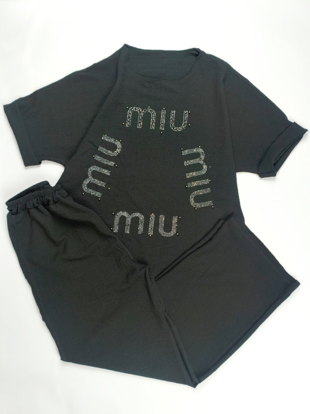 ست تیشرت شلوار miu مشکی (پرداخت اقساطی)
